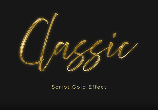 Metallic Script Gold Text Effect