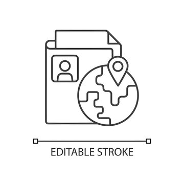 Ethnic origin privacy linear icon. Personal data security. Protect from discrimination. Thin line customizable illustration. Contour symbol. Vector isolated outline drawing. Editable stroke