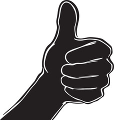 Black thumb up hand gesture on white background approval symbol positive sign okay hand sign