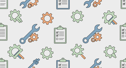 Seamless pattern of tools and checklists for an efficient workflow
