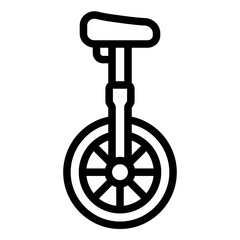 unicycle outline icon. circus balance ride. playful performance. comic skill © andinur