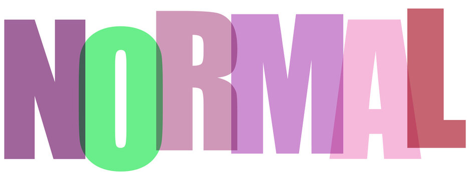 Colorful and bold word normal displayed in a gradient font style isolated on transparent background