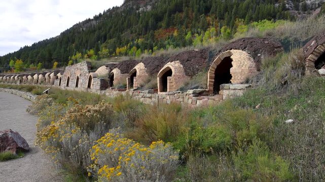 Historic Redstone coke ovens in a row at Colorado mountains