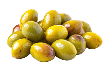 Pile of glossy green olives with brown spots on black background image, Isolated On Transparent Background, Png Cut Out