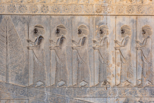 Relief of kings bringing tribut to Persepolis, Persia, Iran