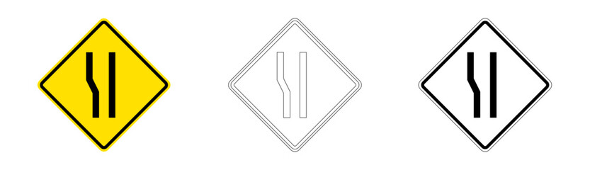 Road widens on left traffic sign in vector format