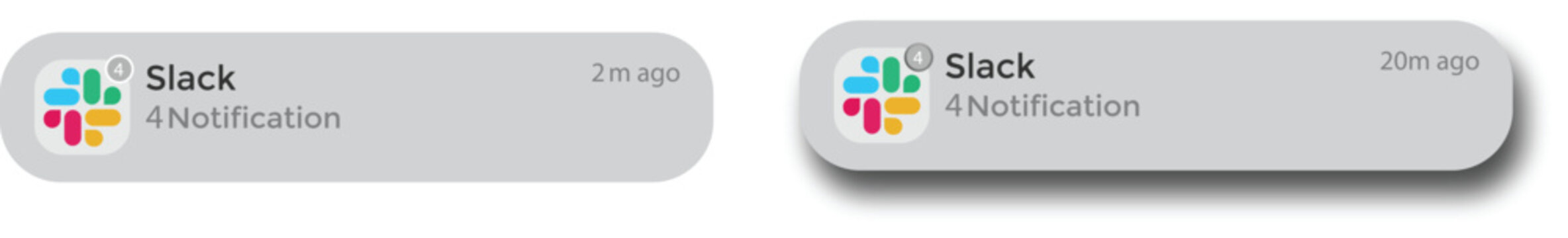 Slack iOS notification alert UI template. Slack App Logo with Notification UI Design. Editorial Use Only on transparent background
