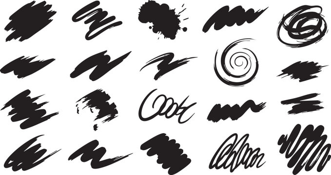 Black brush strokes on white background