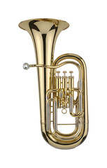 Fototapeta premium A shiny gold tuba instrument on a black background