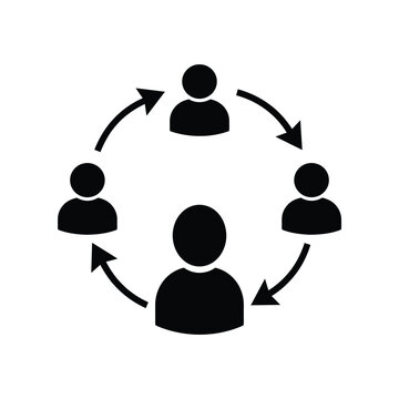 Simple black icon depicting people connected by circular arrows
