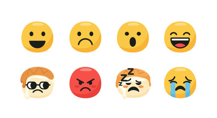 Obraz premium Emoji faces expressing various emotions