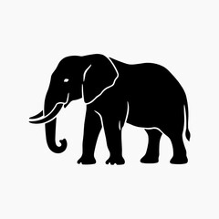 Obraz premium Minimalist Black African Elephant Silhouette Isolated on White Background
