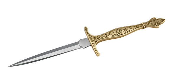 Obraz premium Gold Dagger knife sword blade isolated on a transparent background