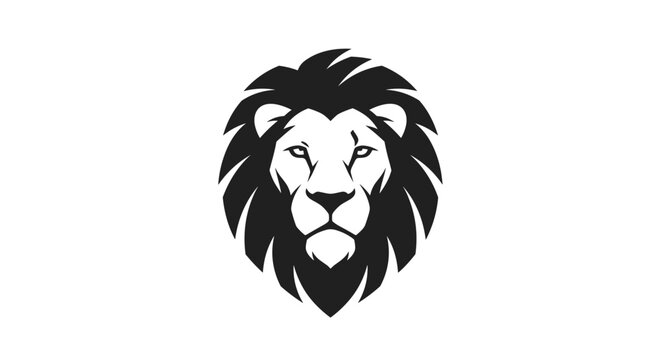 Black and White Lion Head Illustration.