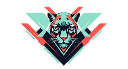 Geometric panther illustration graphic vector art with bold colors and design © FulloPanjang