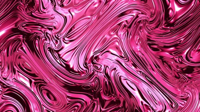 Bright Pink Liquid Foil Flowing Animation Abstract Glossy