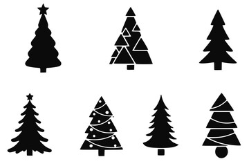 Obraz premium Christmas tree icon set. silhouette