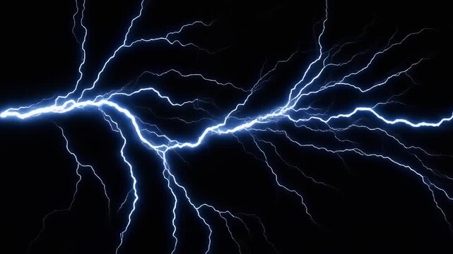 Electric Plasma Arc Branching and Rebranching in Slow Motion Across Dark Void - Electric Blue