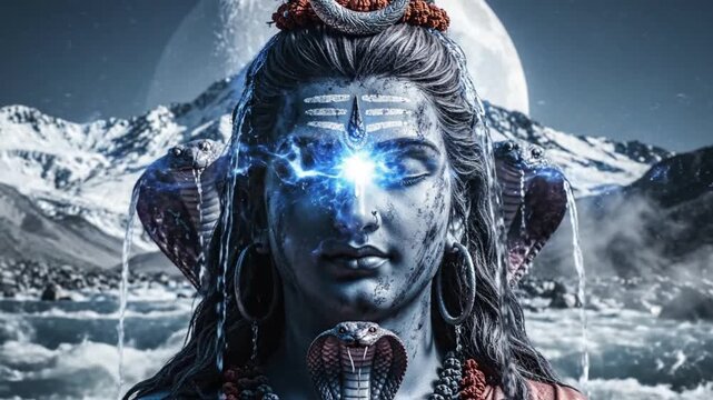 Lord shiva wallpaper Divine Mahadev with Third Eye and Serpents