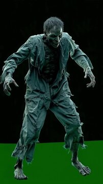 Zombie Set Isolated on greenscreen Background
