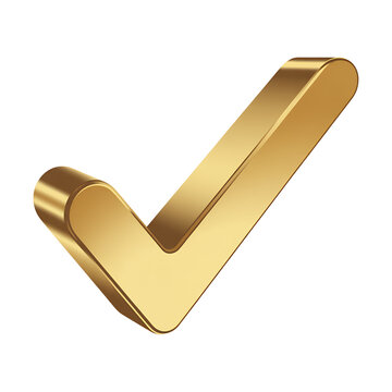 Gold checkmark symbol on white background sign tick isolated on a transparent background