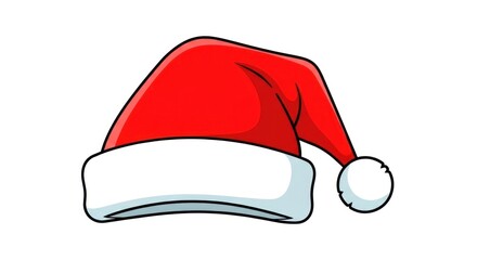 Classic Red Santa Hat with White Fur Trim and Pom-Pom.