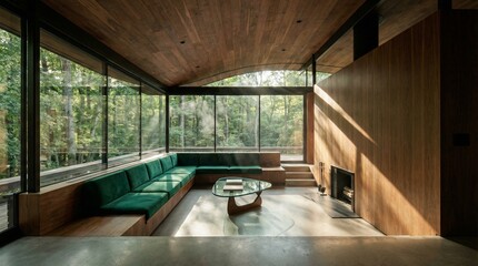 modern living room with fireplace