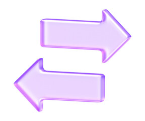 Glassmorphism horizontal arrows for data exchange and transaction flow, Minimalist translucent transfer icon with glossy gradient for navigation and swap functions