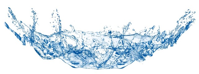 白背景に抽象的な青い水しぶきの3dイラスト