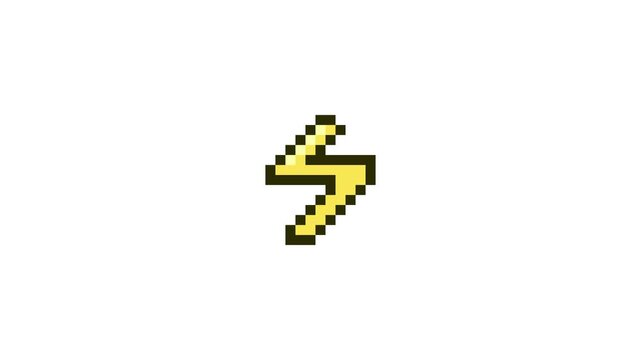 8-bit pixel art yellow thunder icon. looped animation 4k 30fps