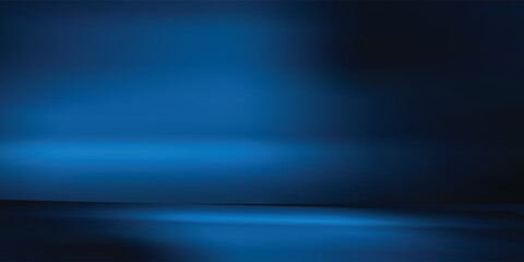 Naklejka premium Empty dark blue abstract cement wall and studio room with smoke float up the interior texture for display products wall background