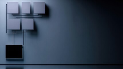 Obraz premium A wall displaying a number of squares representing automation setup flow with clear visual pathways
