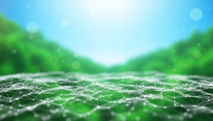 Abstract green technology background with digital network connection.