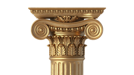 Naklejka premium Golden Corinthian Column Capital architecture isolated on a transparent background