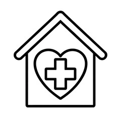 Fototapeta premium Home With Heart And Medical Cross Vector Icon