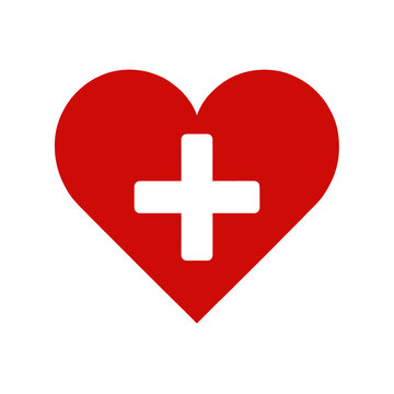 Red Heart With Black Plus Sign Vector Icon