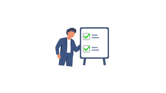 New employee orientation and training checklist animation. Looping element for human resources, recruitment, or corporate induction
