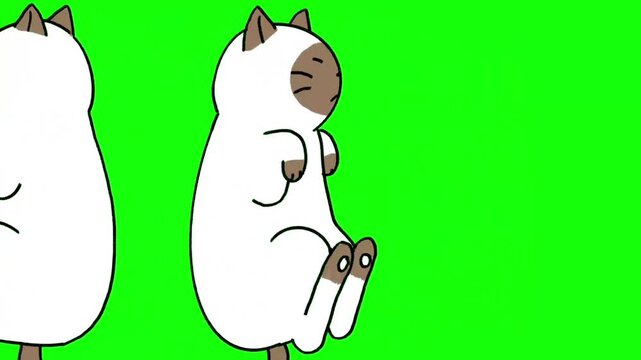 green screen and three cats sleeping rolling around