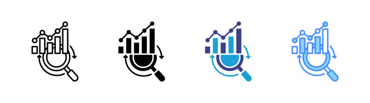Exploratory Analysis icon set multiple style collection