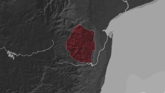 Zooming In on Eswatini on a Dark World Map