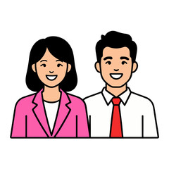 Fototapeta premium Smiling Businesswoman And Businessman Vector Icon