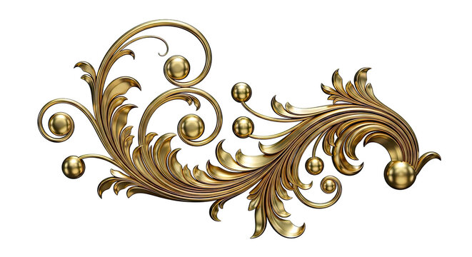 Ornate Golden Acanthus Leaf Scrollwork with Spheres