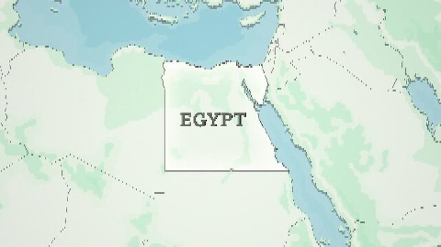 8-bit Style World Map with a zoom of the Egypt