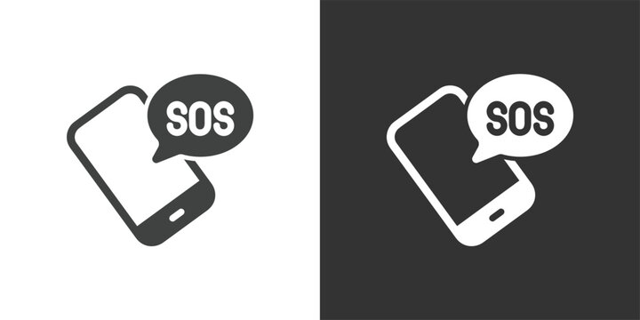 Mobile Phone SOS Emergency Call icon. Solid glyph series icon