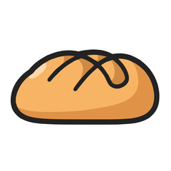 Obraz premium Bread bakery loaf food icon simple cartoon brown isolated white background. Fresh bread loaf