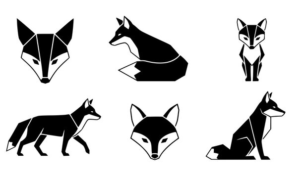 Minimal Fox Silhouette Stencil Templates Vector Set for Cricut Vinyl and Decal Design