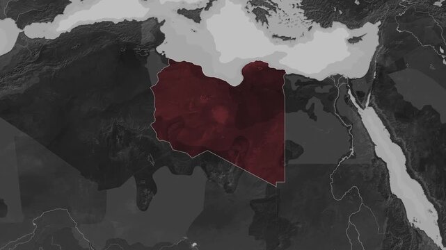 Zooming In on Libya on a Dark World Map
