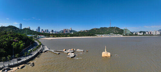 Naklejka premium Aerial Photography of Zhuhai Fisherman in Xianglu Bay, Zhuhai City, Guangdong Province