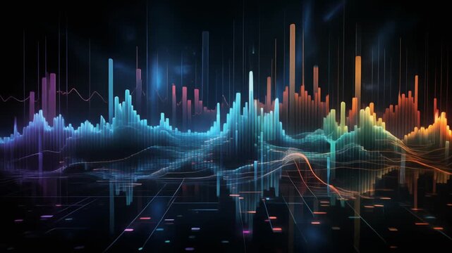 Vibrant data visualization with colorful graphs and charts