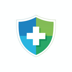 Obraz premium Symbolic Shield with Medical Cross for Health and Protection Concepts